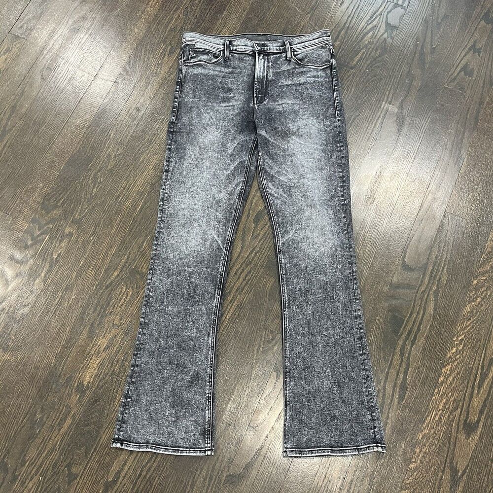 MOTHER Black Gray Acid-Wash Boot Cut Jeans.